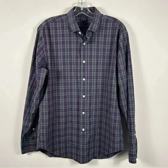 J. Crew Purple and Green Plaid Men's Shirt - Picture 1 of 8